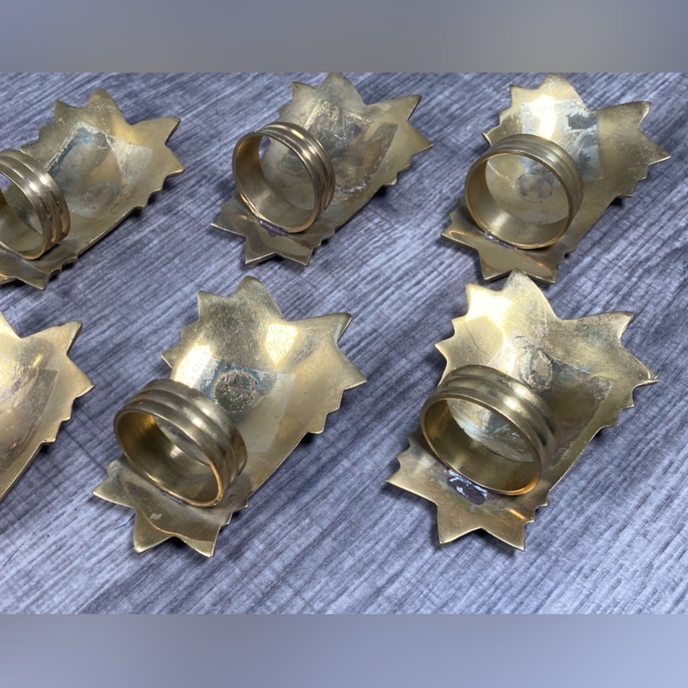 10 - Solid Brass Pineapple Napkin Rings Southern Hospitality - Picture 7 of 10